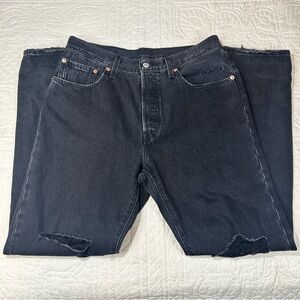 Levi's 501 Distressed Black Jeans Straight Leg High Rise Women’s Size 30x30